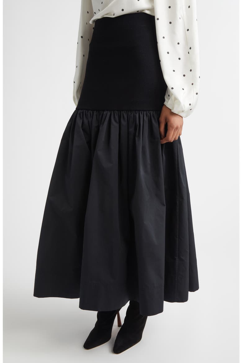 Cami Mixed Media Maxi Skirt, Alternate, color, BLACK/ BLACK