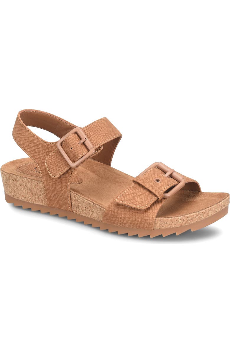 EUROSOFT Glinda Cork Wedge Sandal, Main, color, Cognac