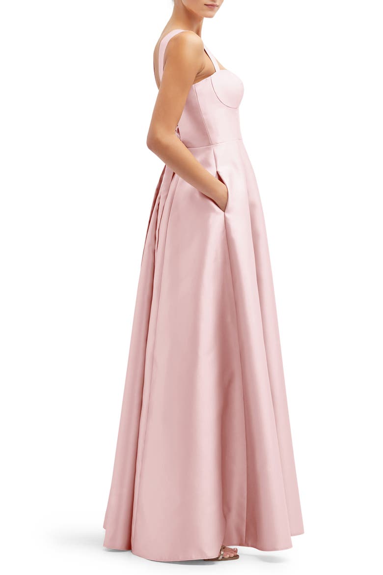 Bustier Tie Back Gown, Alternate, color, BALLET PINK