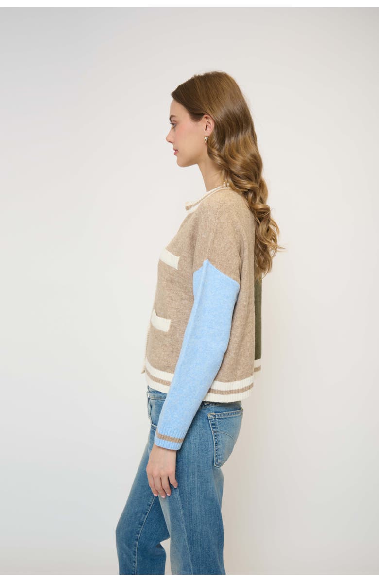 Central Park West Wyatt Robbie Blocked Cardi, Alternate, color, Multi