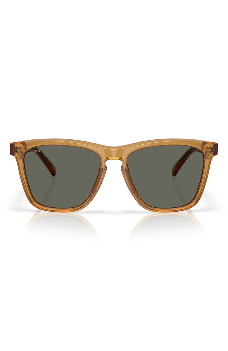 Costa Del Mar Ulu 56mm Polarized Square Sunglasses, Main, color, Sun Ray / Gray 580G