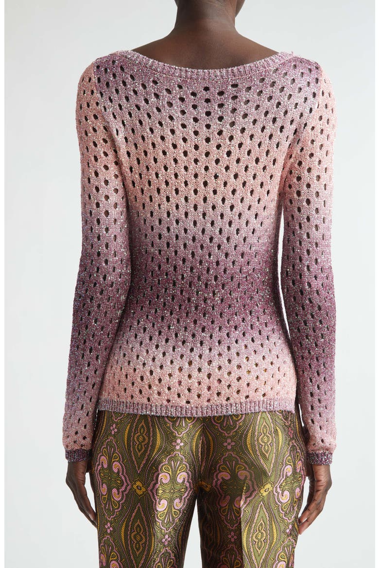 Sequin Embellished Open Stitch Ombré Sweater, Alternate, color, PLUM