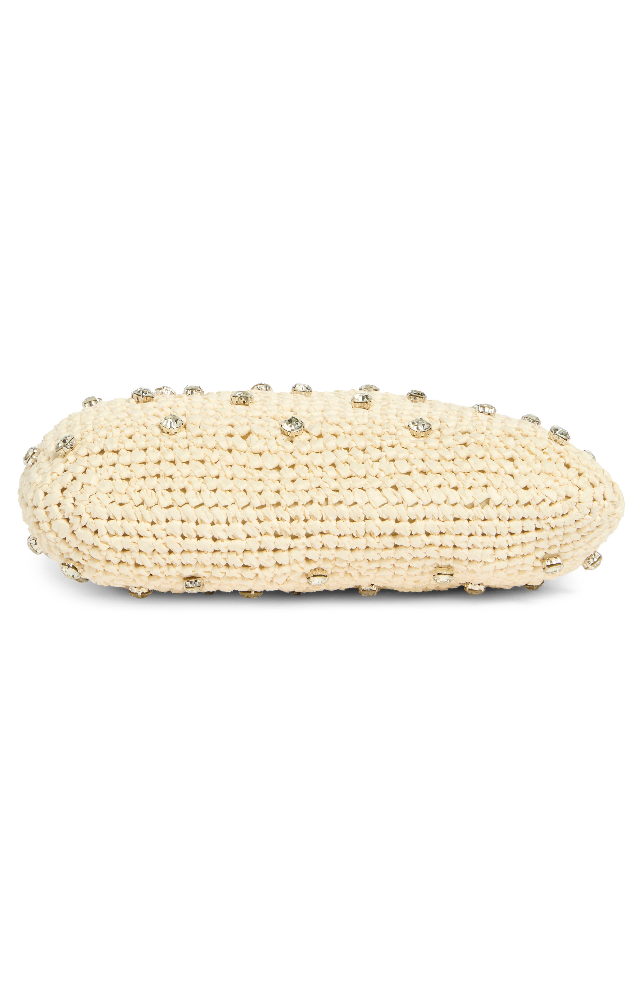 Jessa Crystal Embellished Raffia Shoulder Bag, Alternate, color, IVORY
