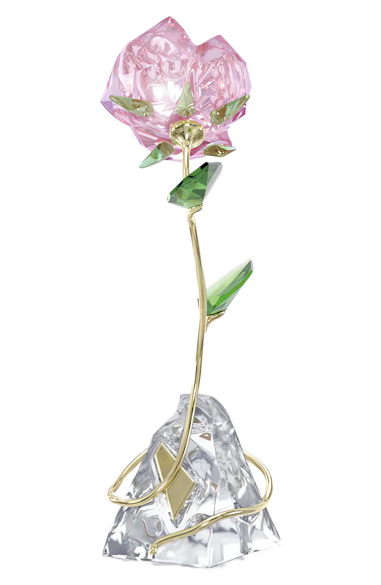 Swarovski Florere Rose Crystal Figurine, Alternate, color, Pink