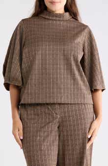 Democracy Plaid Mock Neck Crop Top