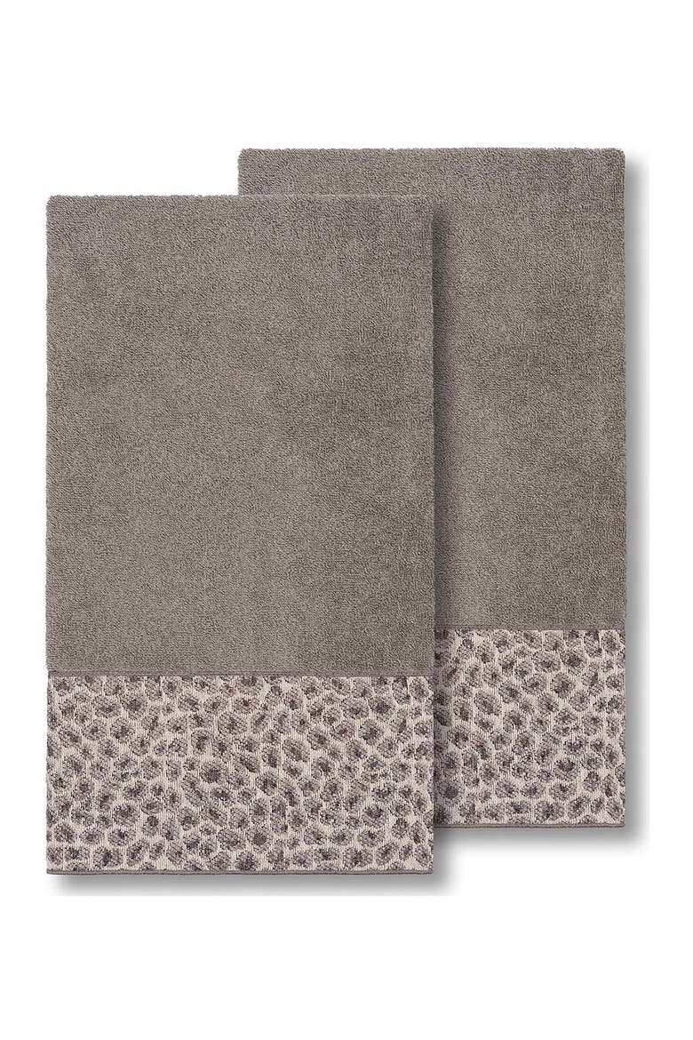Spots Embellished Bath Towel - Set of 2 - Dark Grey, Main, color, DARK GREY