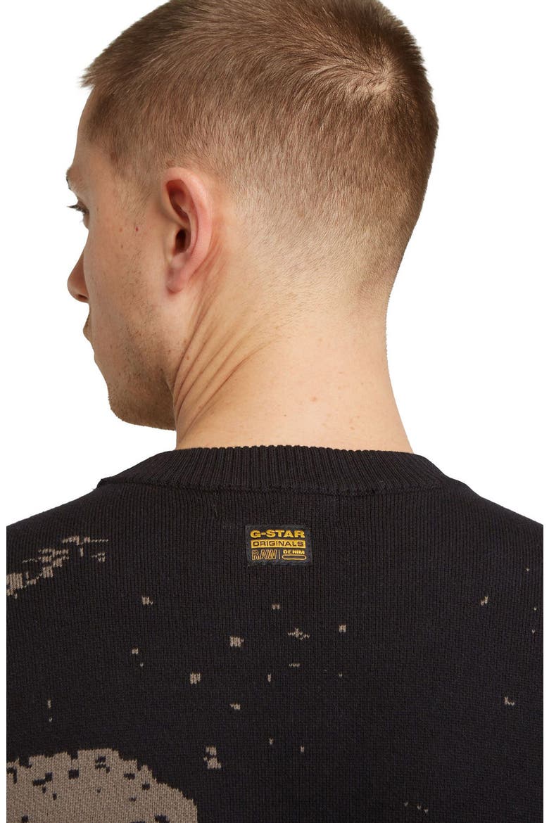 Sprayed 89 Relaxed Organic Cotton Crewneck Sweater, Alternate, color, DARK BLACK