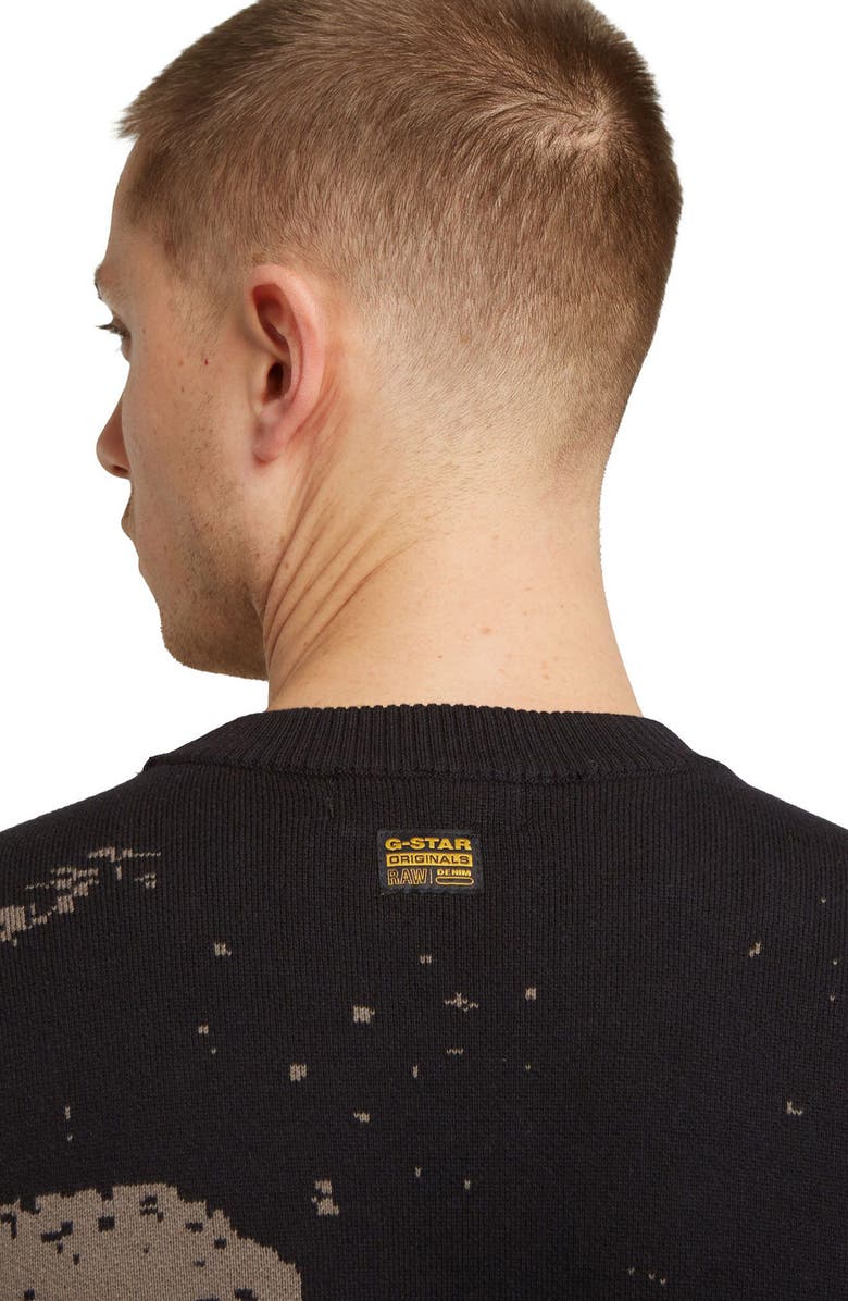 G-STAR Sprayed 89 Relaxed Organic Cotton Crewneck Sweater, Alternate, color, Dark Black