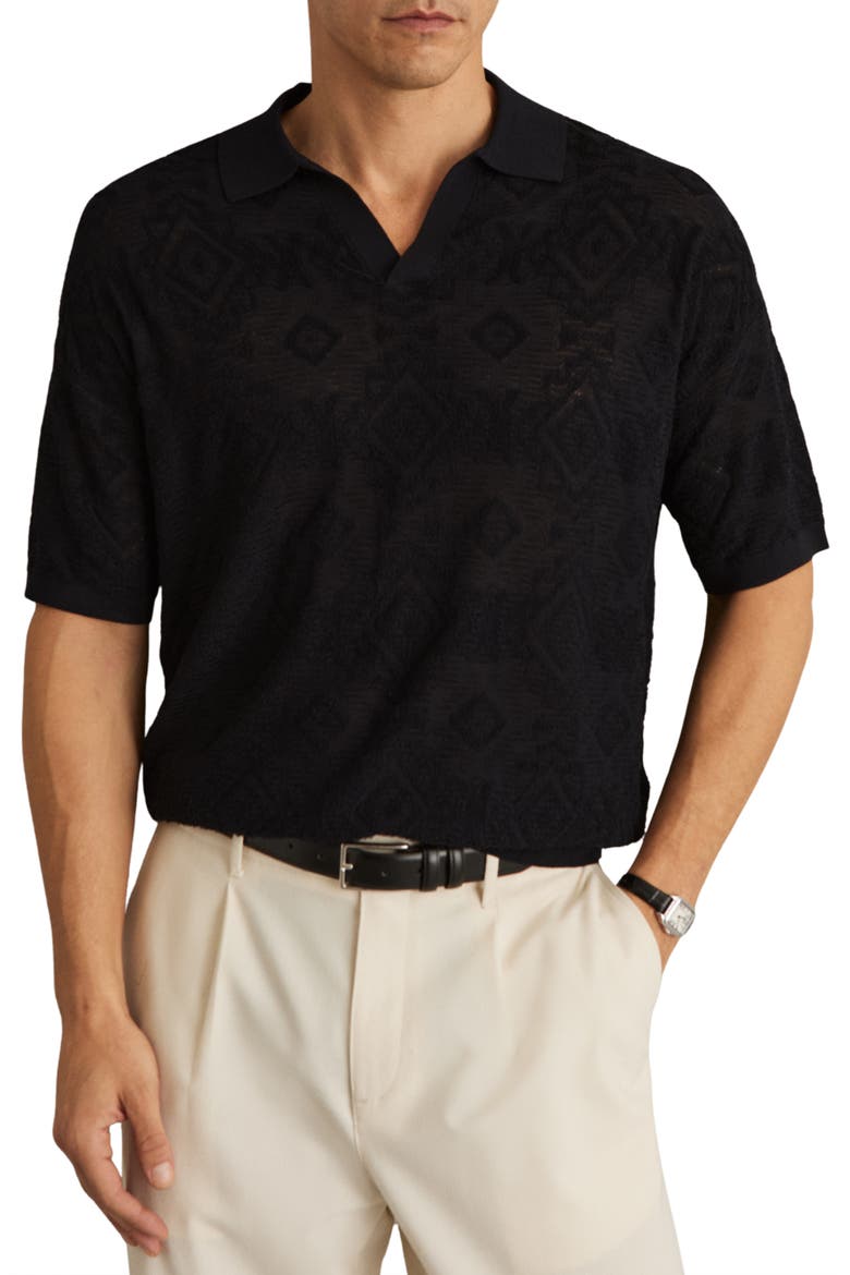 Banks Johnny Collar Textured Polo Sweater, Main, color, NAVY