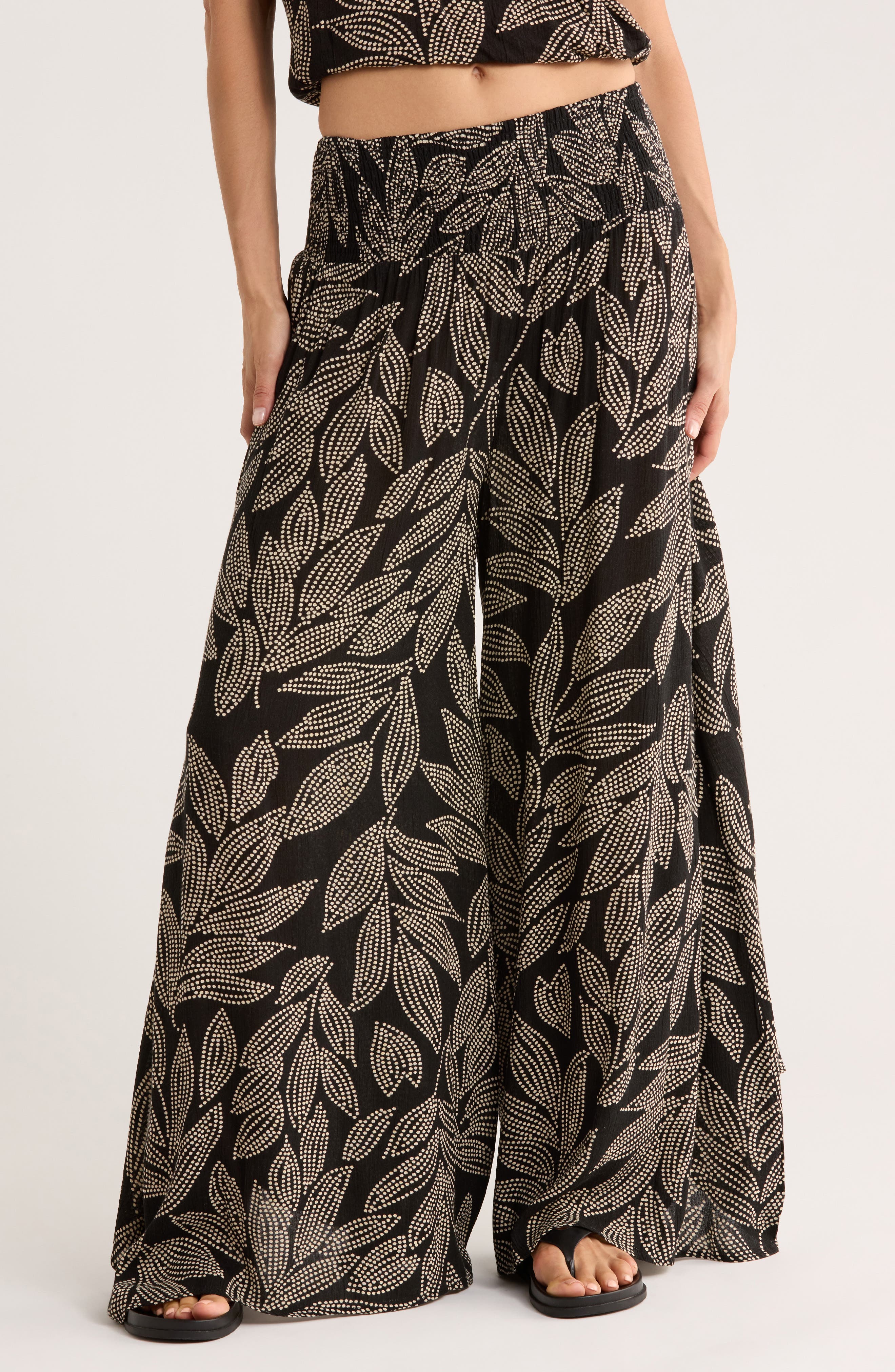 Elan Smocked Waist Cover-Up Palazzo Pants | Nordstromrack