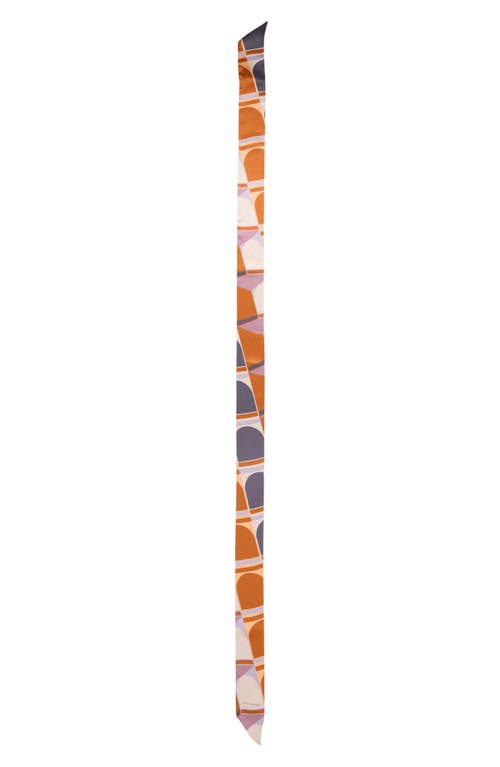 Lost Pattern Modular Skinny Silk Scarf In Orange