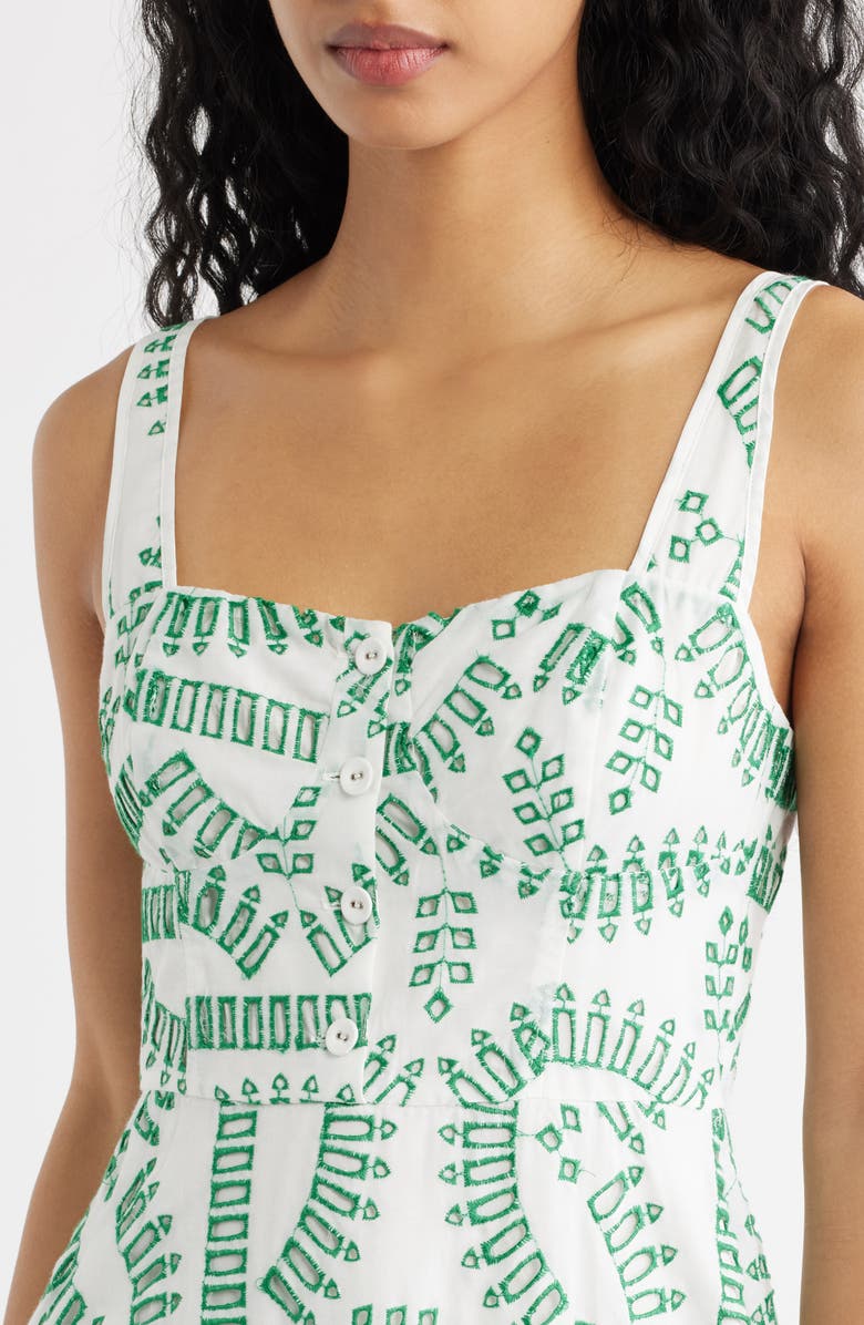 MOON RIVER Embroidered Detail Midi Dress, Alternate, color, Green Multi