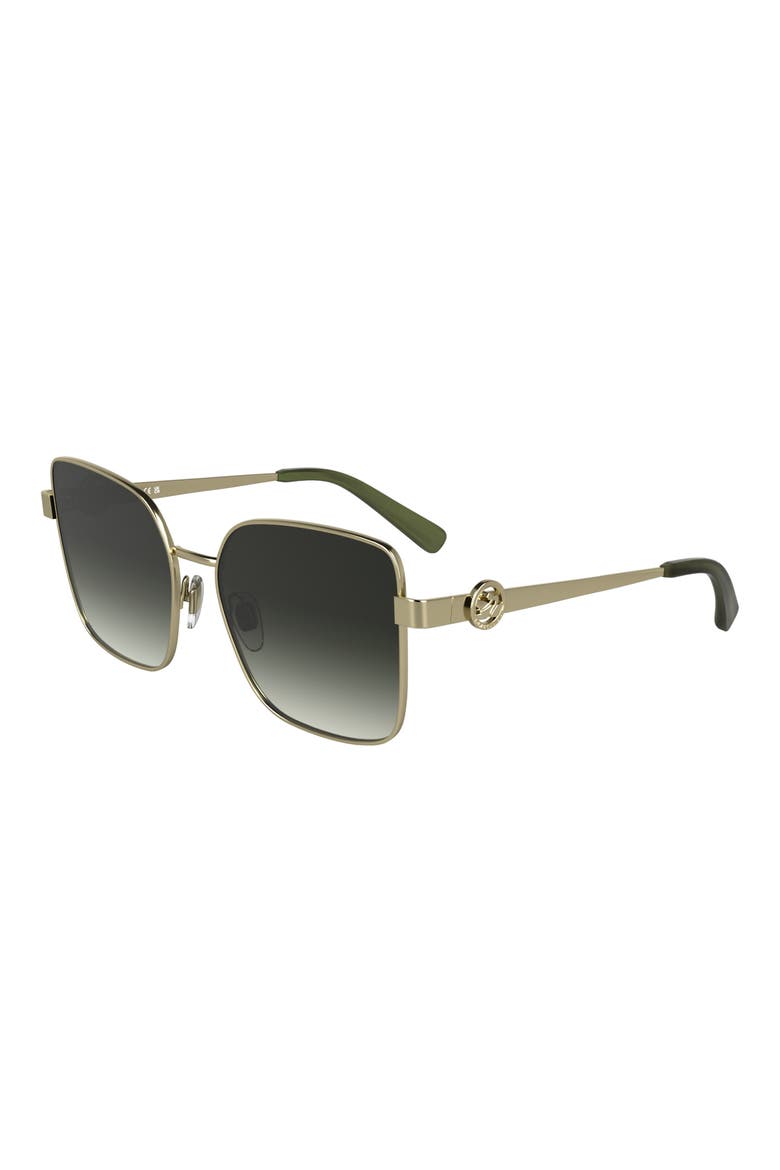 Medallion 56mm Butterfly Sunglasses, Alternate, color, GOLD/ GRADIENT KHAKI