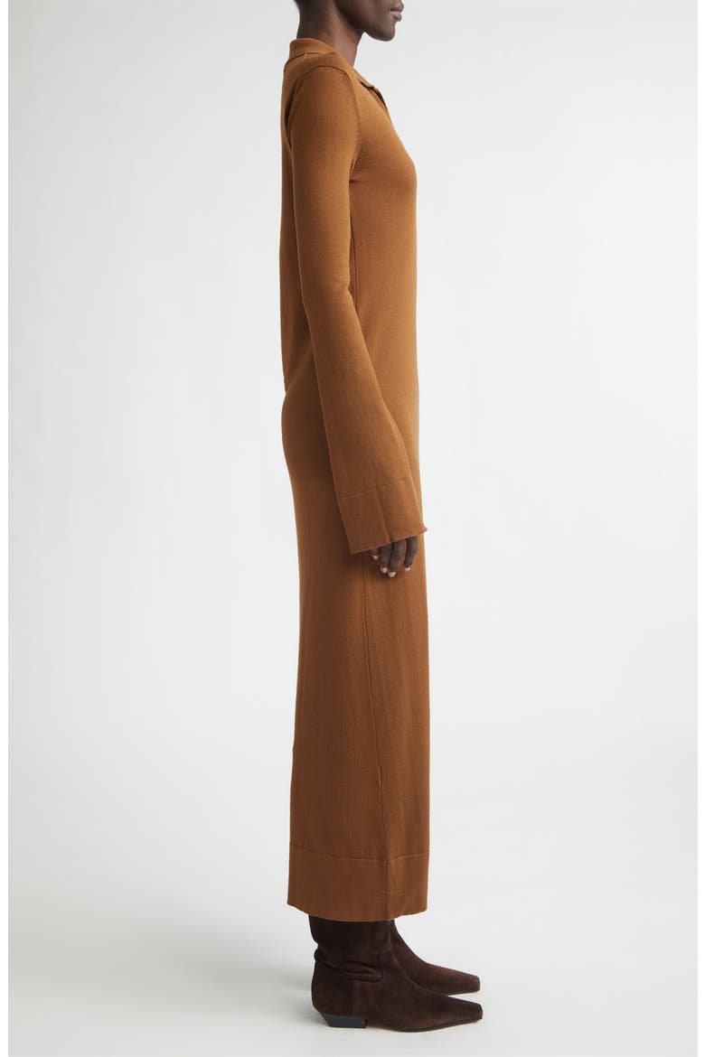 Arp Long Sleeve Cotton & Silk Polo Sweater Dress, Alternate, color, 000258 TOFFEE