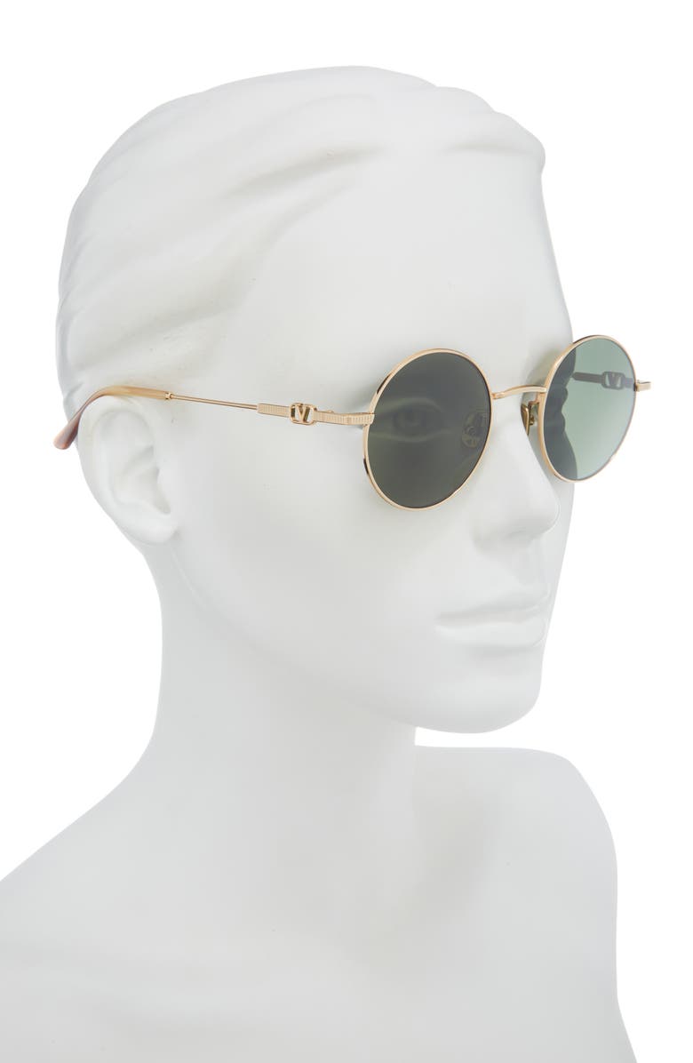 Valentino 54mm Round Sunglasses, Alternate, color, Gold Gold Green