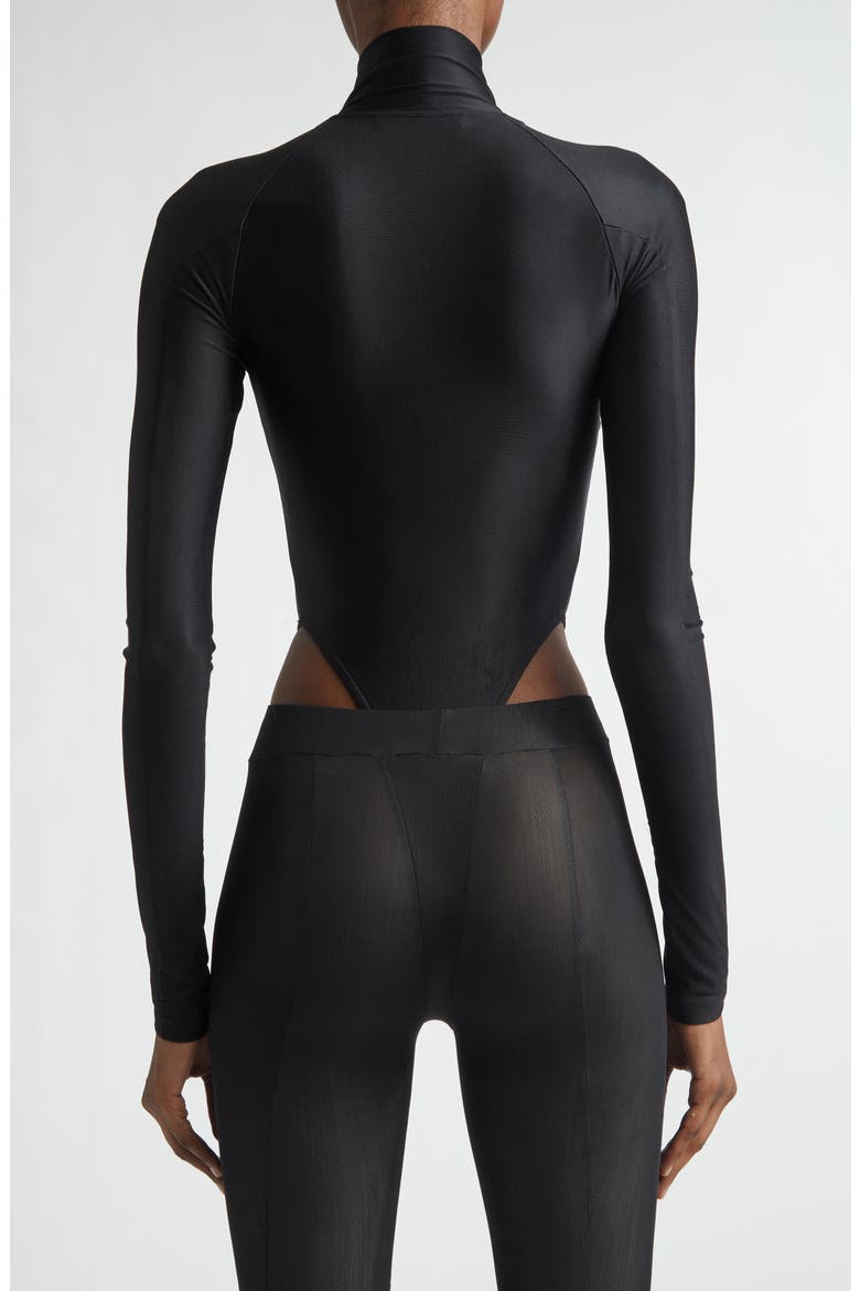 High Cut Zip-Up Bodysuit, Alternate, color, BLACK