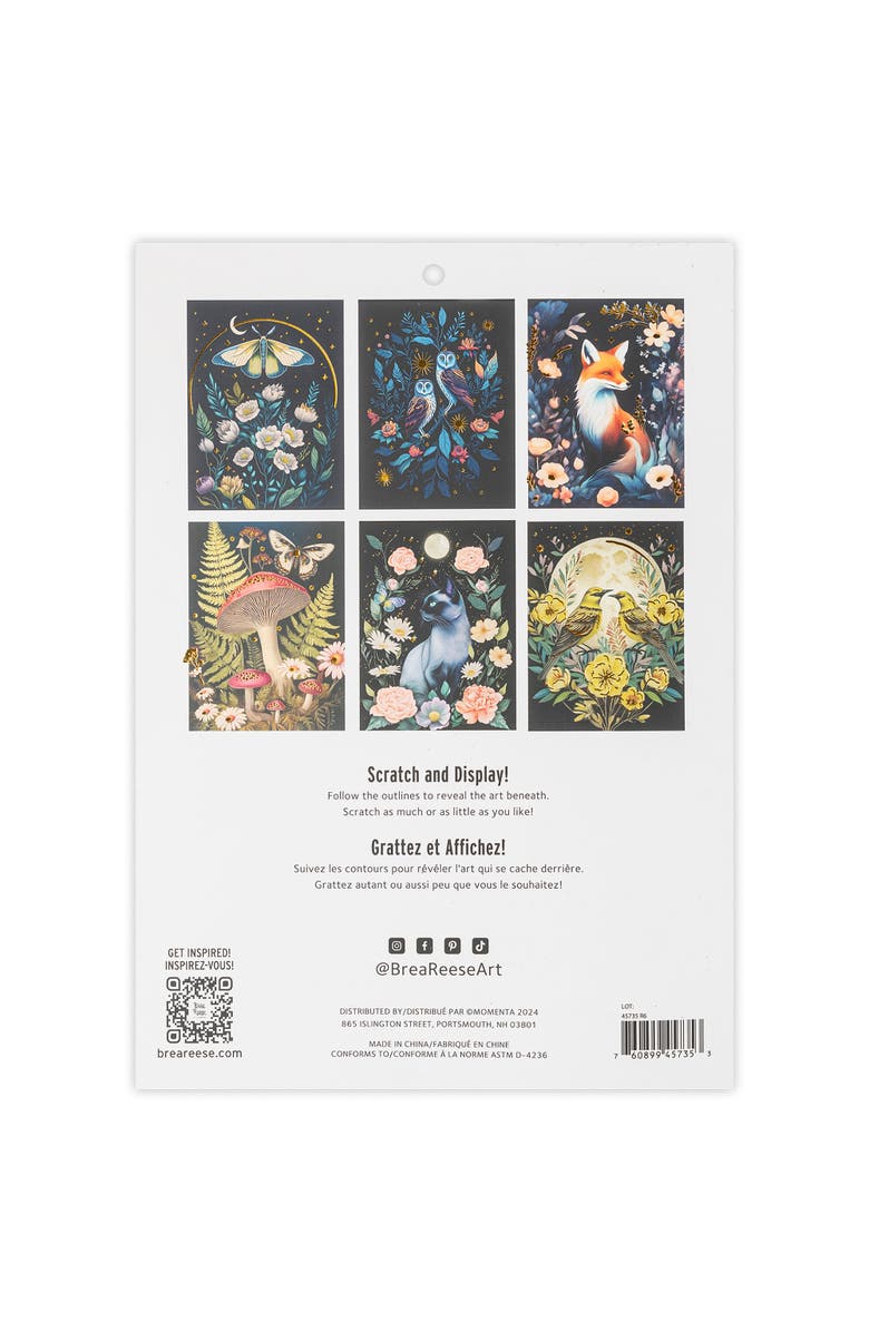 Brea Reese Scratch Art Paper Pad, Midnight Botanicals, Alternate, color, Multicolored