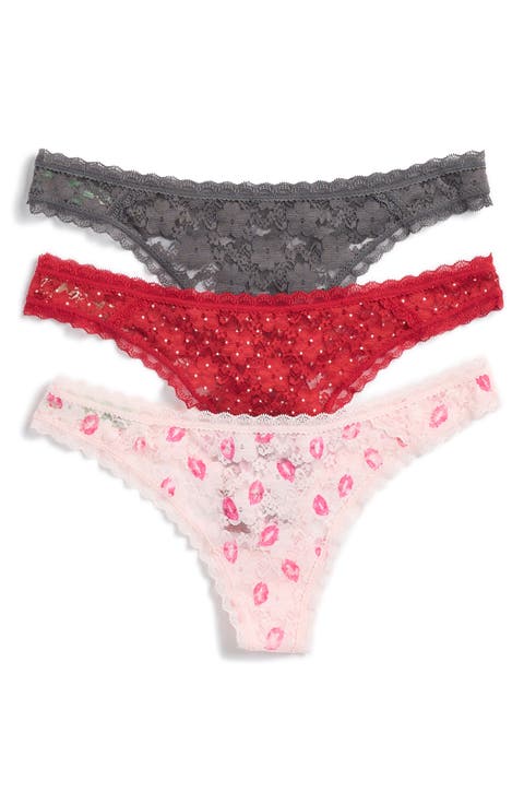 Lady In Lace 3-Pack Low Rise Thongs
