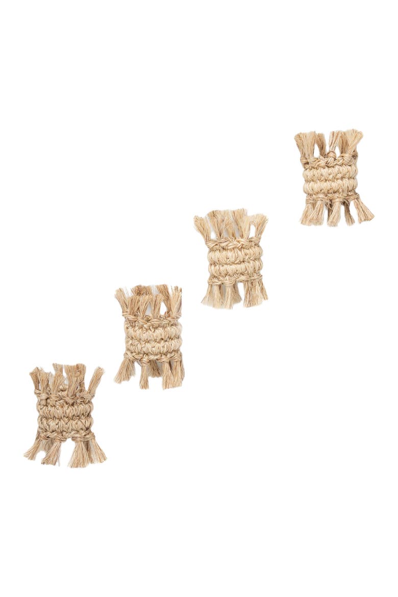 Fique Fringe Napkin Rings Set of 4, Main, color, Natural