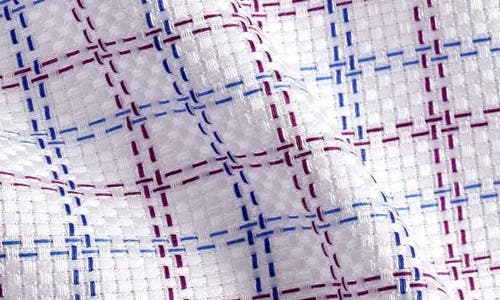 David Donahue Trim Fit Windowpane Cotton Dress Shirt In Multi