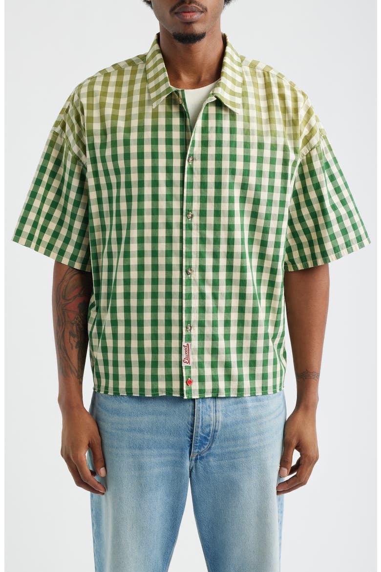 The General Button-Up Shirt, Alternate, color, GREEN GINGHAM