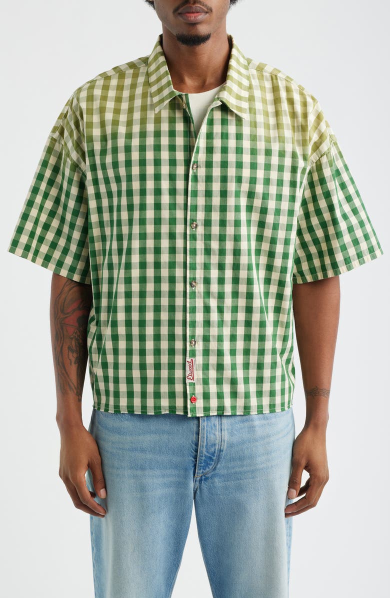 Elwood The General Button-Up Shirt, Alternate, color, Green Gingham