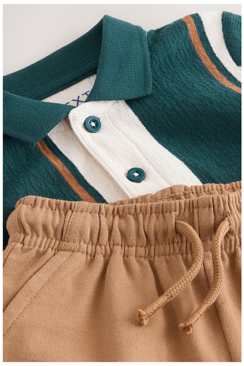 Kids' Stripe Polo & Shorts Set, Alternate, color, GREEN MULTI