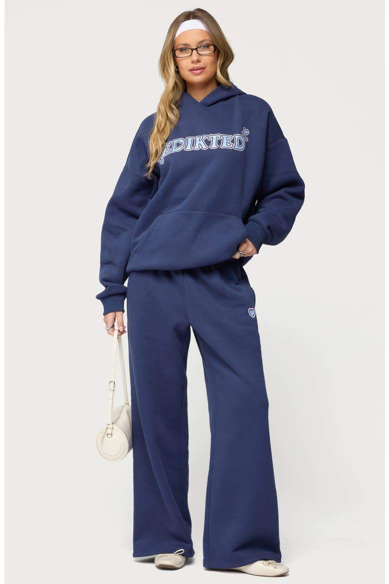 Glitter Girl Straight Leg Sweatpants, Alternate, color, NAVY