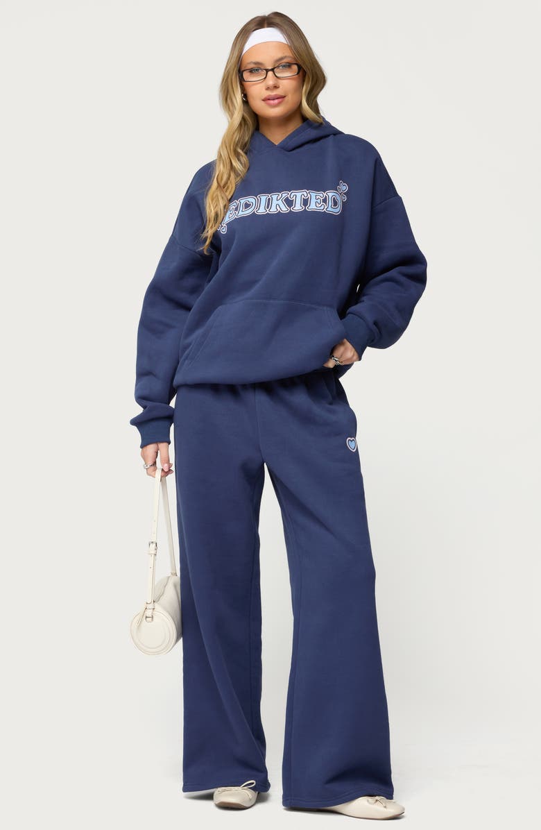 EDIKTED Glitter Girl Straight Leg Sweatpants, Alternate, color,