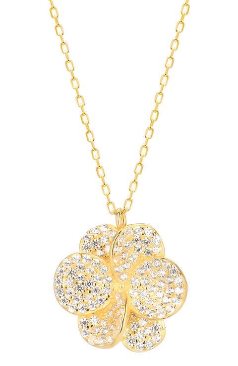 Pavé Cubic Zirconia Floral Pendant Necklace