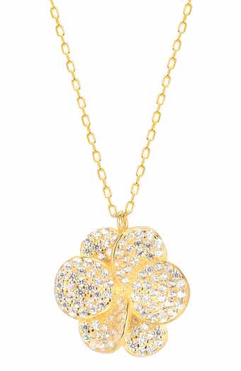 Pavé Cubic Zirconia Floral Pendant Necklace