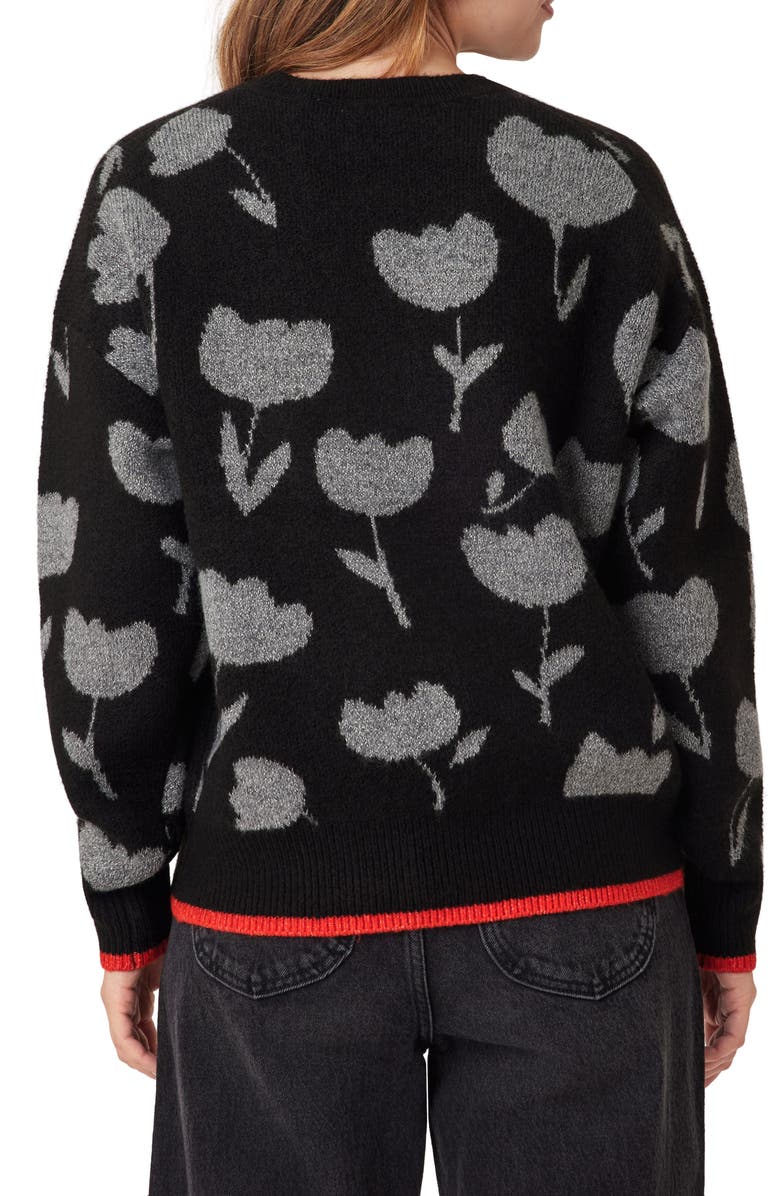 Scotch & Soda Crewneck Pullover Sweater, Alternate, color, Black/ Grey Heather/ Orange