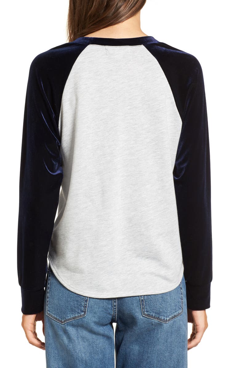 Treasure & Bond Velour Baseball Tee, Alternate, color, 