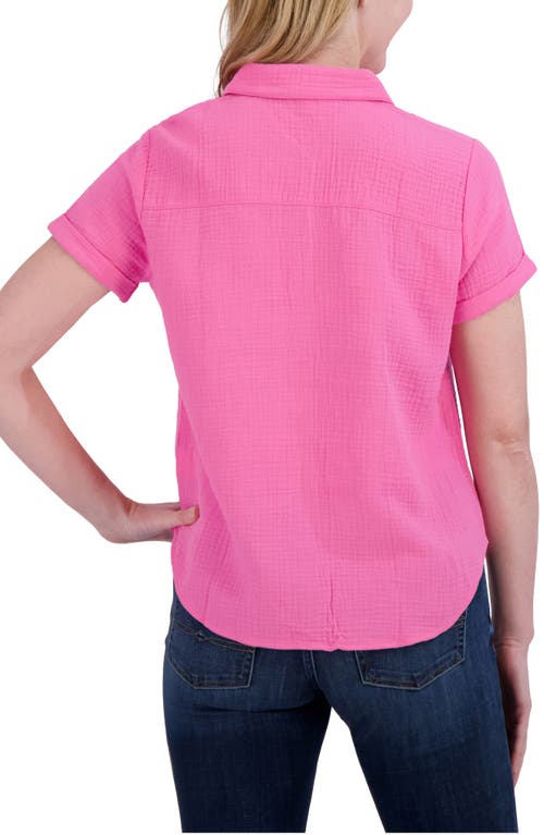 Lucky Brand Short Sleeve Cotton Gauze Button-up Shirt In Sugar Plum
