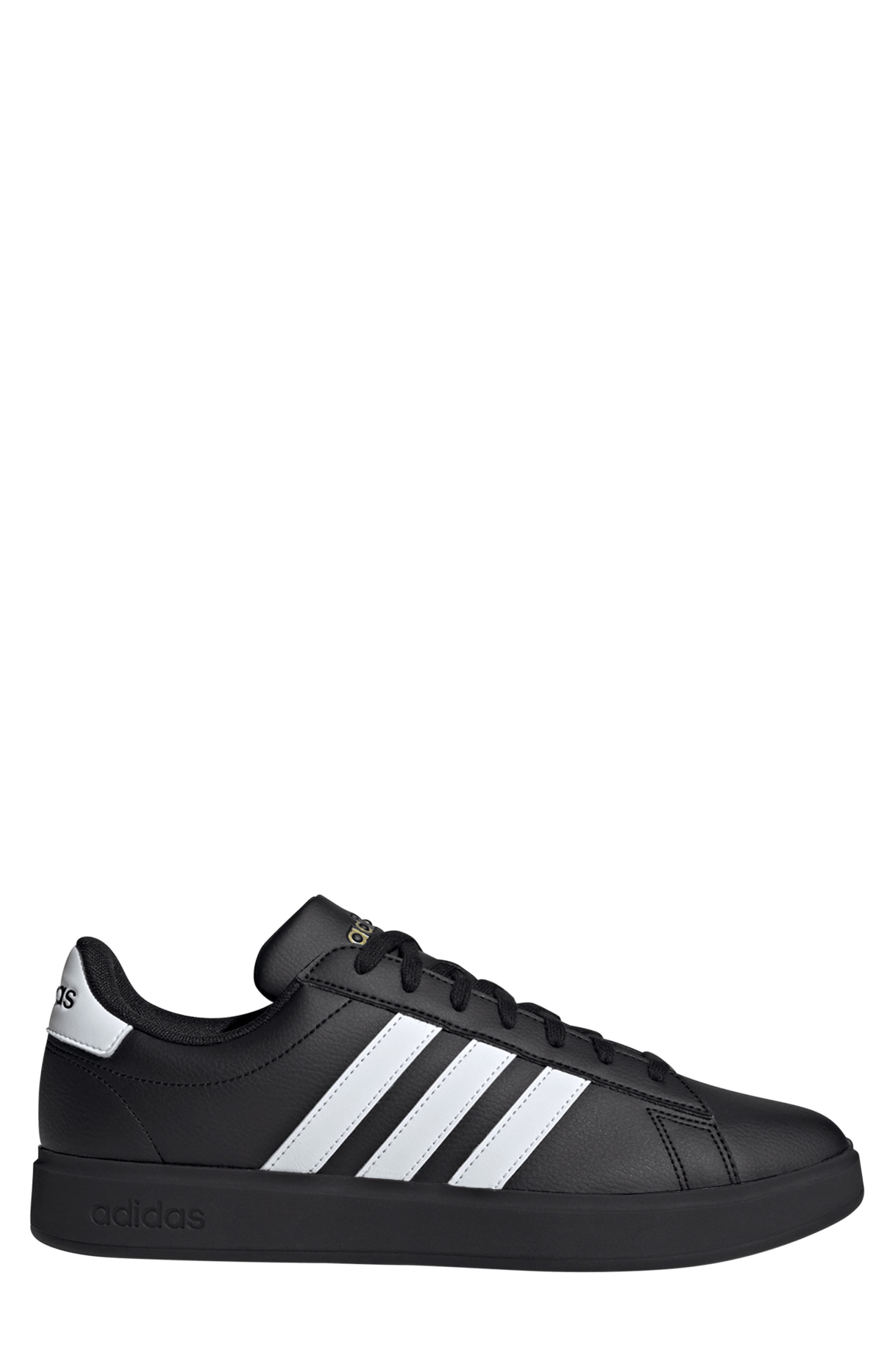 adidas Grand Court 2.0 Sneaker, Alternate, color, Black/ White/ Gold Metallic
