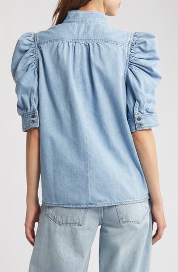 FRAME Gillian Puff Sleeve Denim Shirt | Nordstromrack