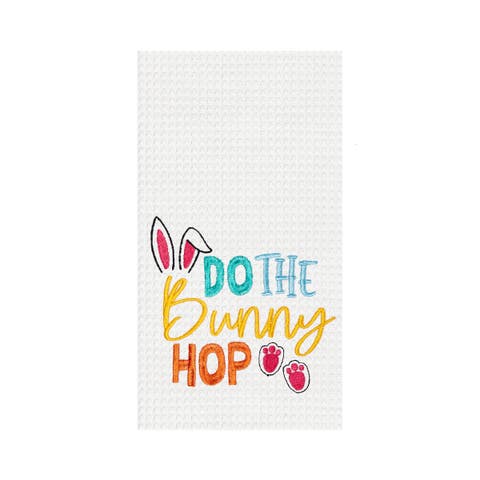 "Do The Bunny Hop" Easter Rabbit Spring Theme Kitchen Dishtowel