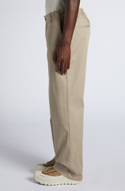 Moncler Cotton Stretch Twill Pants In Sand Beige