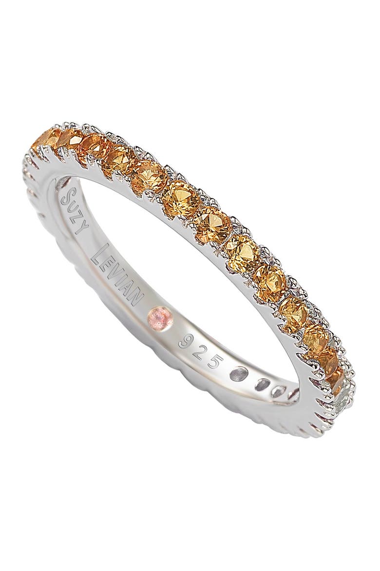 Sterling Silver Orange CZ Eternity Band Ring, Main, color, ORANGE
