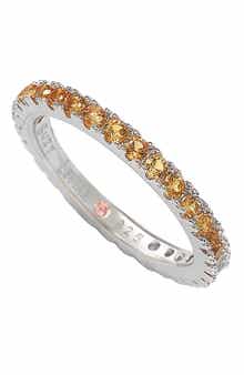 SUZY LEVIAN Sterling Silver Orange CZ Eternity Band Ring