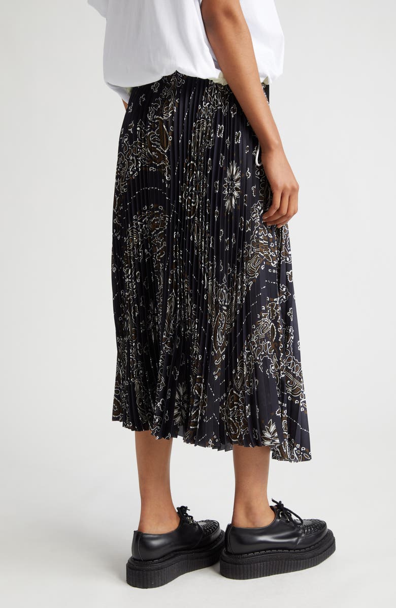 Sacai Bandana Print Pleated Midi Skirt, Alternate, color,
