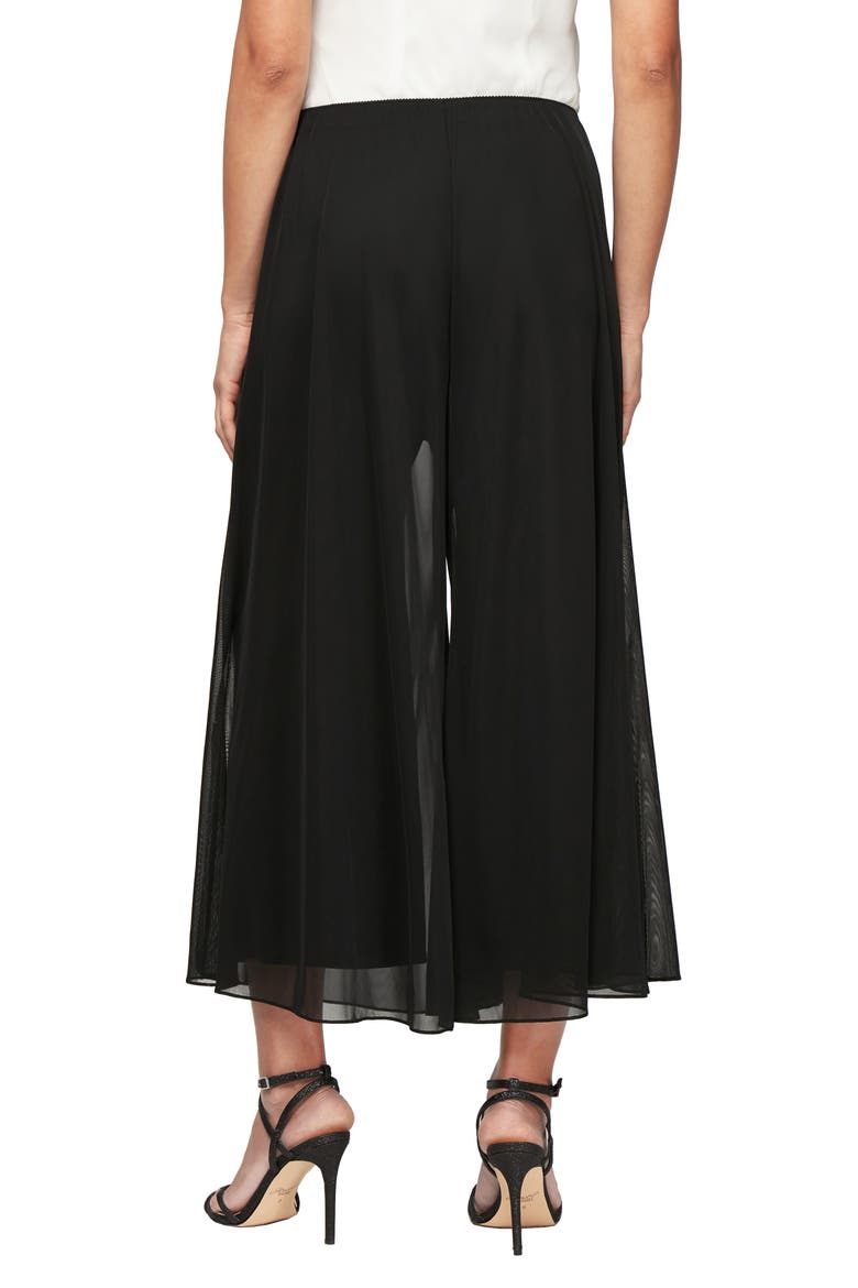 Wide Leg Crop Mesh Panel Pants, Alternate, color, BLACK