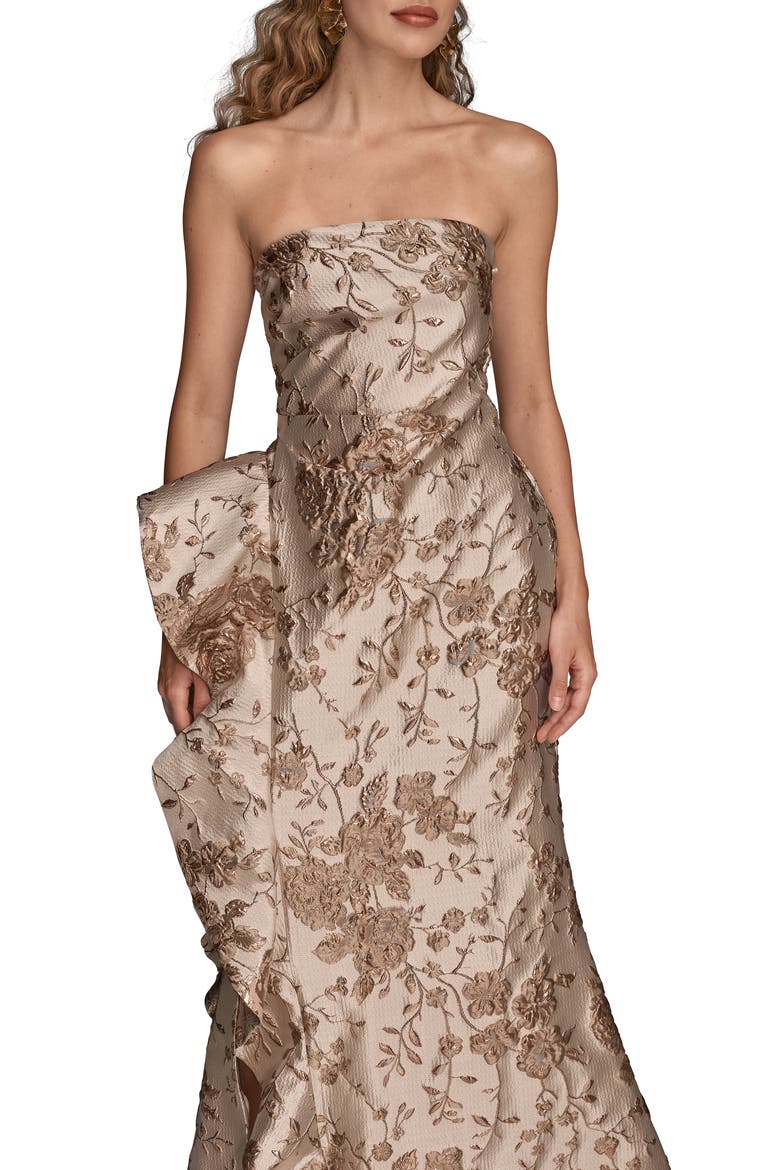 Floral Metallic Jacquard Sleeveless Gown, Alternate, color, SHADOW PINK