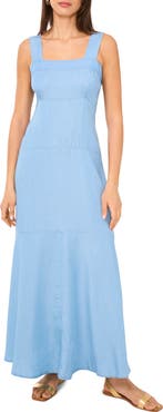 Vince Camuto Sleeveless Tiered Chambray Maxi Dress