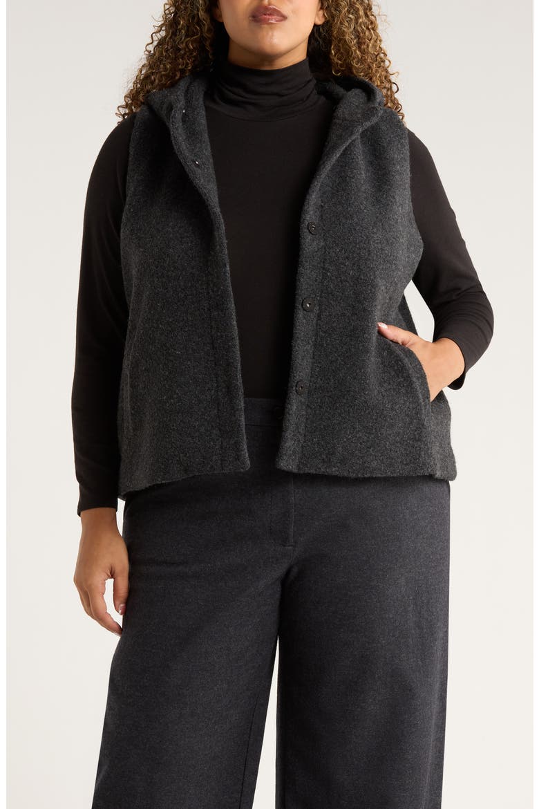 Wool Blend Hooded Vest, Main, color, CHARCOAL