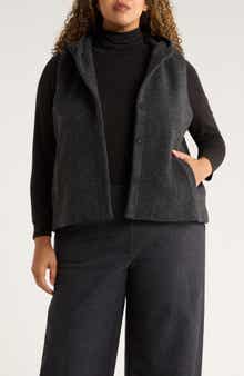 Eileen Fisher Wool Blend Hooded Vest