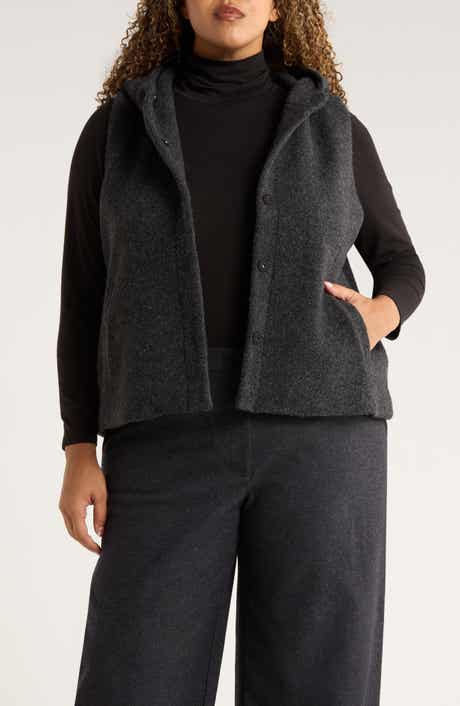 Eileen Fisher Wool Blend Hooded Vest