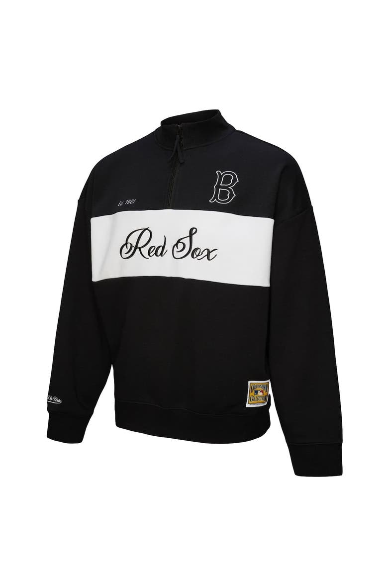 Women's Mitchell & Ness Black Boston Red Sox Quarter-Zip Pullover Top, Alternate, color, Black
