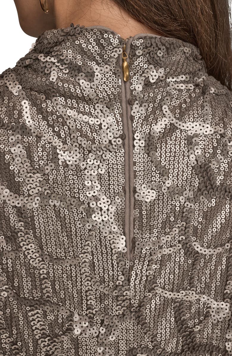 Donna Karan New York Sequin Turtleneck Sleeveless Top, Alternate, color, Antique Silver