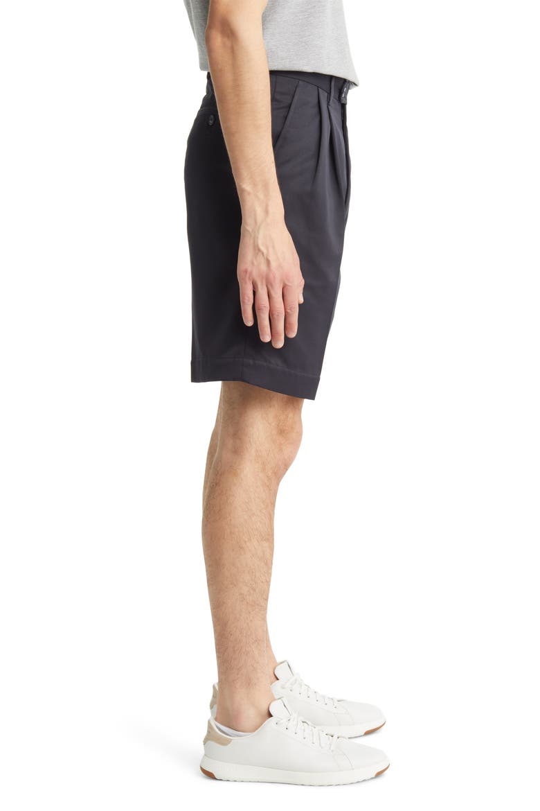Microfiber Pleated Shorts, Alternate, color, NAVY